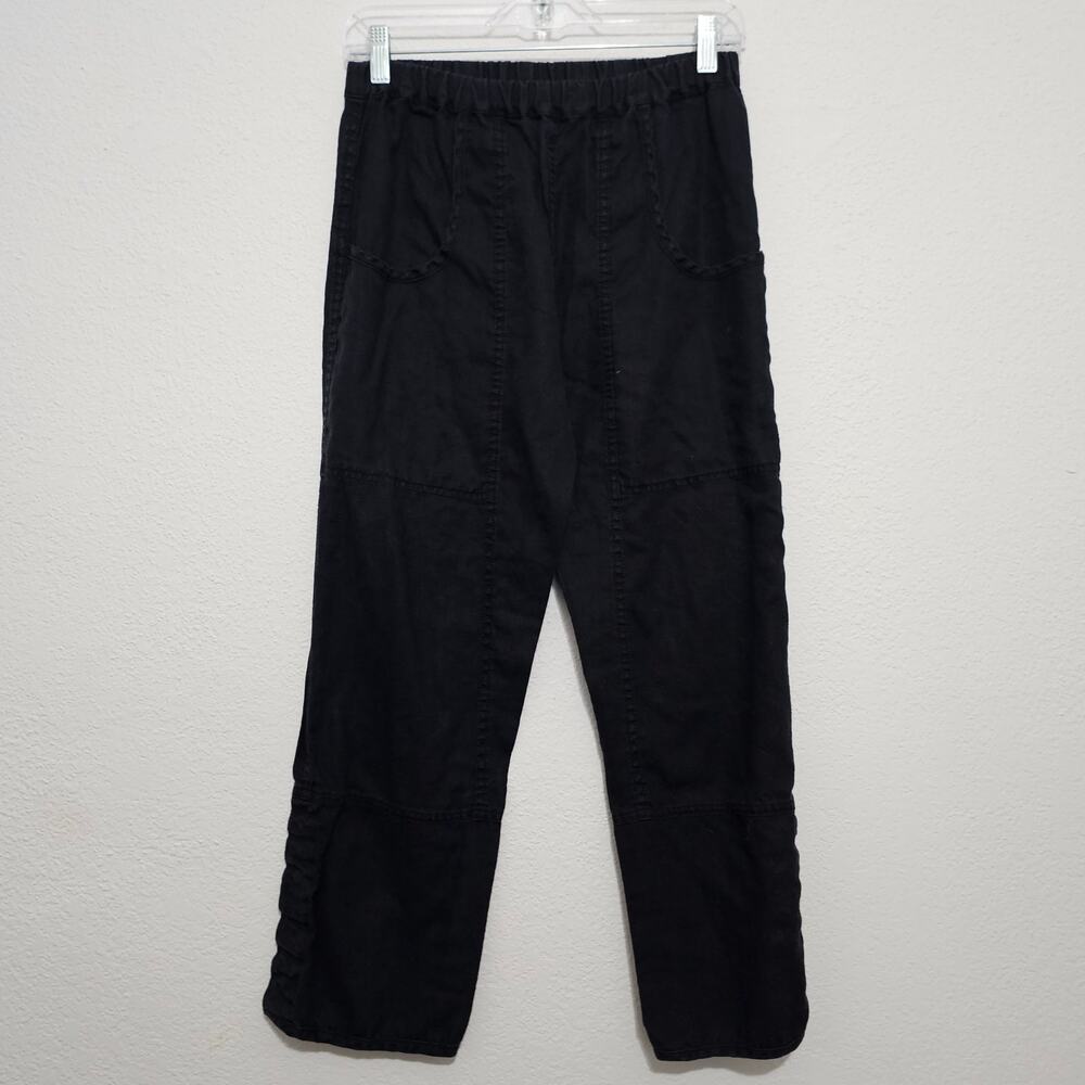 Cynthia Ashby Black Pants Women XS 100% Linen Lagenlook Natural Fibers Slim